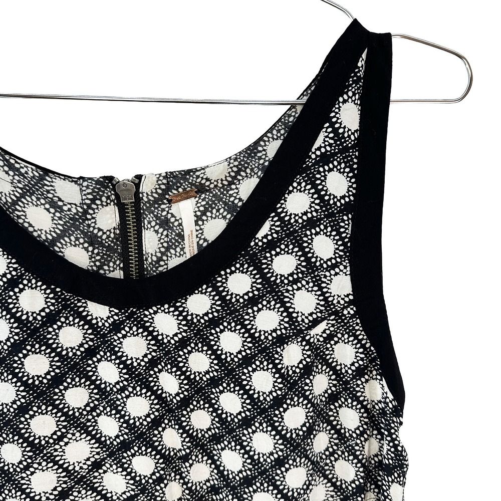 FREE PEOPLE Molly Dot Swing Sleeveless Shift Dress • XS • black & white - Picture 9 of 9